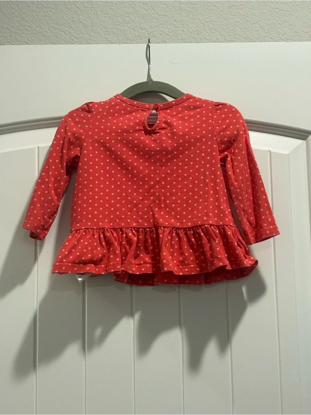 Baby Gap Red Polka Dot Peplum Top 6–12M Puff Sleeve Ruffle Hem